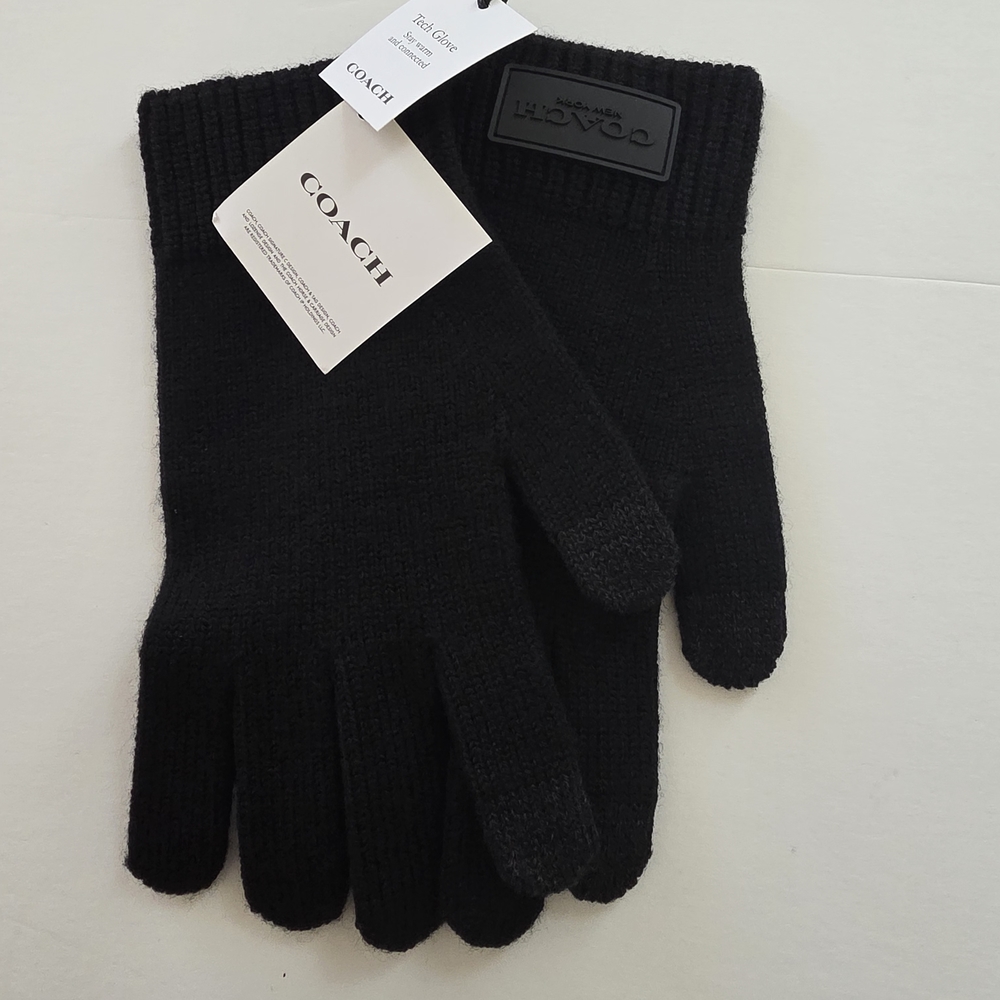 Coach Black Knit Men's Gloves